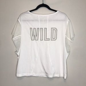FREE PEOPLE MOVEMENT “WILD” mesh flutter sleeve white top size Small